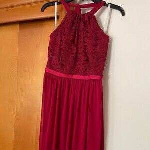 David's Bridal Red Tie Back Dress
